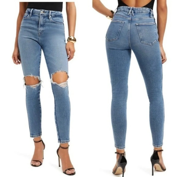 New Good American Good Curve Skinny Crop Jeans - Picture 1 of 9